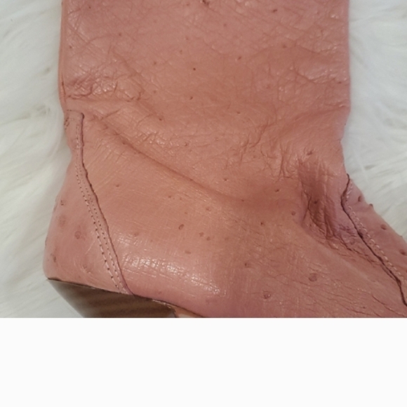 Frida Cuadra Barbi Pink Ostrich Heels with Classic Pointed Toe Sz 7 - Picture 7 of 9